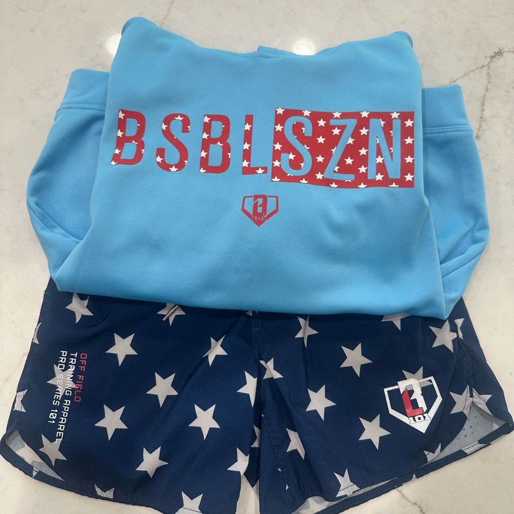 Youth Medium Baseball Lifestyle Pro Series Lounge Shorts and Short Sleeve Hoodie